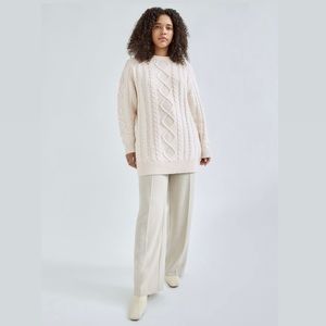 Madewell 100% wool diamond stitch cable knit Fisherman's sweater. 🤍